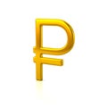 Golden russian ruble symbol