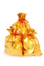 Golden sacks full of goods