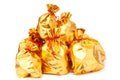 Golden sacks full of goods