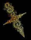 Golden Sagittarius zodiac sign on black background Royalty Free Stock Photo