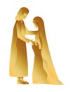 Golden saint joseph and mary virgin pregnancy manger