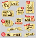 Golden sale banners and special offer tags collection