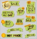 Golden sale banners and special offer tags collection Royalty Free Stock Photo