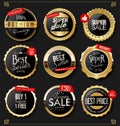 Golden sale frame badge and label vector collection