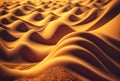 Golden sand dunes close up background. 3D rendering style.