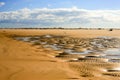 golden Sand dunes with mini flooded areas Royalty Free Stock Photo