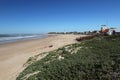 Golden sand at the coast in Jeffrey`s Bay, South Africa Royalty Free Stock Photo