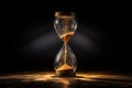 Golden Sand Running Through Hourglass Time Passing Concept GenerativeAI Royalty Free Stock Photo