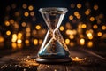 Golden Sand Running Through Hourglass Time Passing Concept GenerativeAI Royalty Free Stock Photo