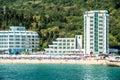 Busy sandy beach in Bulgaria Royalty Free Stock Photo