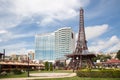 Golden Sands Varna, Bulgaria 5 JUNE, 2017: Mini Eiffel Tower and International hotel in Golden Sands, Zlatni Piasaci. Popular