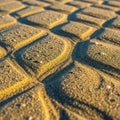 Golden sandy surface with a grid like pattern of raised pillowy forms Royalty Free Stock Photo