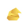 Golden Santa Claus hat origami toy made of gold foil