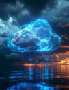 Golden Cloud Icon with Full Security Stack â Firewall ZTNA SWG CASB Royalty Free Stock Photo