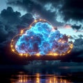 Golden Cloud Icon with Full Security Stack â Firewall ZTNA SWG CASB Royalty Free Stock Photo