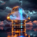 Golden Cloud Icon with Full Security Stack â Firewall ZTNA SWG CASB Royalty Free Stock Photo