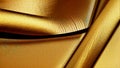 The golden satin fabric with sequins is beautifully folded. The gold bedspread with folds glitters and shimmers. Generated AI.