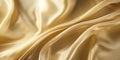 Golden Satin Fabric with Soft Folds. Satiny Gold Drapery. Luxurious Textile Decoration. Generative AI