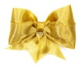 Golden satin gift bow. Ribbon Royalty Free Stock Photo