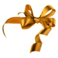 Golden satin gift bow. Ribbon Royalty Free Stock Photo