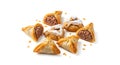 Golden savory and sweet triangular pastries Royalty Free Stock Photo