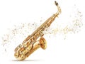 Golden Saxophone with Musical Notes Royalty Free Stock Photo