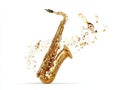 Golden Saxophone with Musical Notes Royalty Free Stock Photo