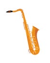 Golden saxophone icon. Wind classical jazz musical instrument.