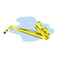 Golden saxophone on white background in cartoon style isolated vector Illustration Royalty Free Stock Photo