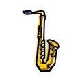 Golden saxophone on white background in cartoon style isolated vector Illustration Royalty Free Stock Photo