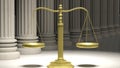 Golden scale of justice with ancient pillars Royalty Free Stock Photo