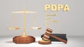 Golden Scales of Justice with Judgment Hammer and Law Books,Personal Data Protection Act Royalty Free Stock Photo