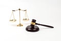 Golden scales of justice for lawyer courtroom. Royalty Free Stock Photo