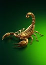 Golden Scorpion on Green Background, Detailed 3D Render Royalty Free Stock Photo
