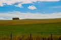 Golden scottish wheat fields and ravines in Dunnottar. Panoramic Royalty Free Stock Photo