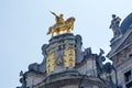 Golden Sculpture on Ancient Buildings In Grand Place, Brussels