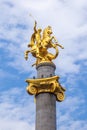 Golden sculpture of Saint George on the Freedom Square in Tbilisi