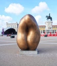 Golden Sculpture by Tony Cragg named Integers at Praca do Comercio in Lisbon Portugal Royalty Free Stock Photo