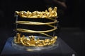 Golden Scythian wristband, archeology, golden ancient artifacts, Museum of jewelry of Ukraine, Kiev Royalty Free Stock Photo