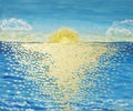 Golden sea seascape acrylic painting on canvas