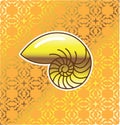 Golden Sea Shell Nautilus with golden Background Vector Royalty Free Stock Photo