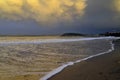 Golden sea sunset Santander Spain