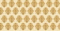 Golden seamless floral damask pattern on a yellow background in vector, wallpaper, fabric. Design element, vintage ornament Royalty Free Stock Photo