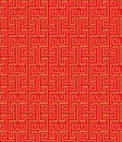 Golden seamless vintage Chinese traditional window tracery square spiral pattern background.