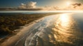 Golden Serenity: Aerial View of the German Baltic Sea Coast at Sunset
