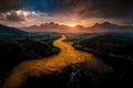 Golden Serenity Landscape Golden Hour Sunset Royalty Free Stock Photo