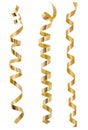 Golden serpentine streamers isolated. Festive decoration