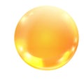 Golden serum capsule. Golden sphere. Realistic drop