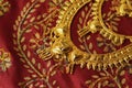 Golden set of indian arab women jewelry Royalty Free Stock Photo