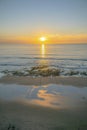 Golden setting sun at the beach in Del Mar Southern California at sunset Royalty Free Stock Photo